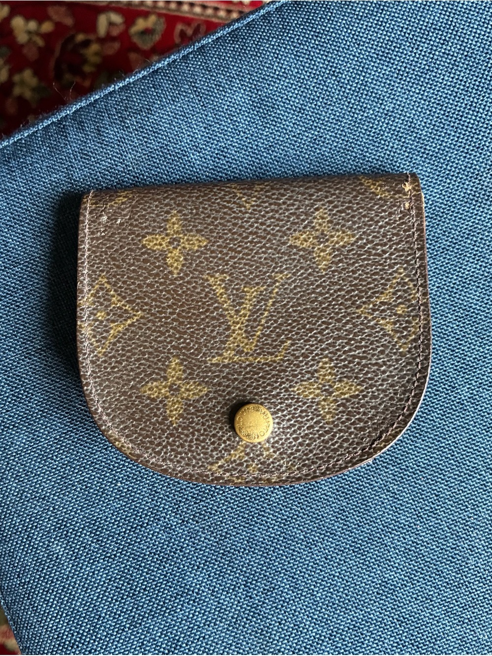Louis Vuitton Monogram Canvas Coin & Card Holder in Brown and Gold
